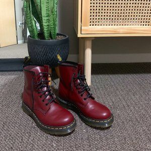Dr. Martens Cherry Red Smooth Leather Lace Up Boots